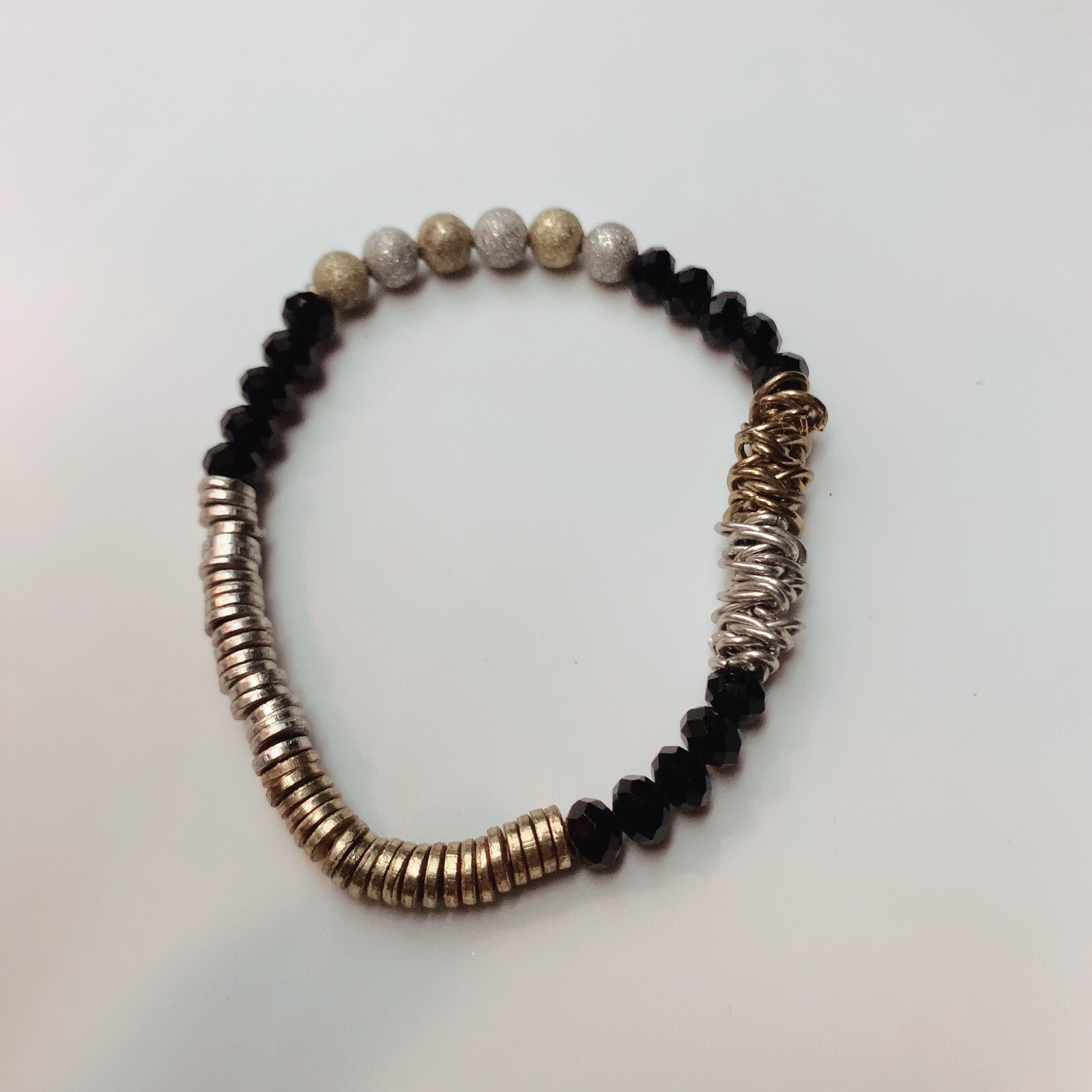 Black Silver Gold Beaded Fashion Bracelet