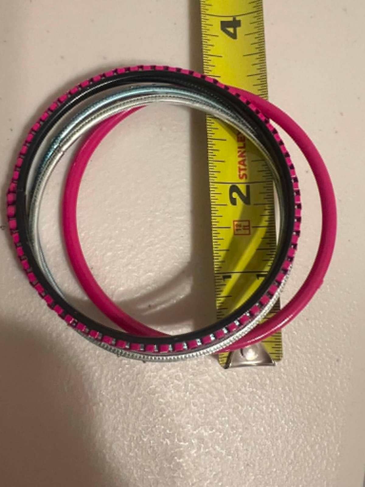 Set of 4 Multi-Color Plastic and Metal Bangle Bracelets