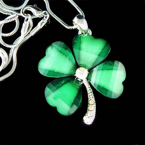 Irish 4 Leaf CLOVER made with Swarovski Crystal St Patricks Day Necklace Jewelry