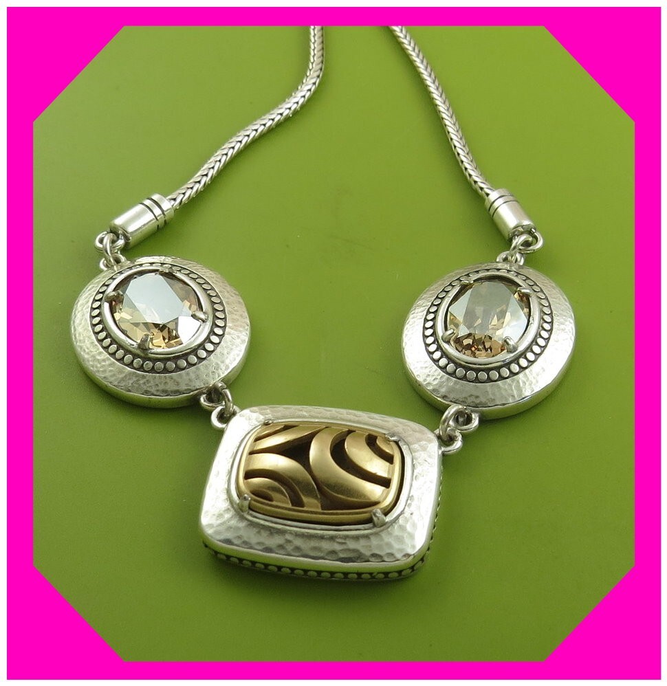 BRIGHTON YOUR TRUE COLOR BLESSED GOLD Silver Trio NECKLACE NWtag $98 60%