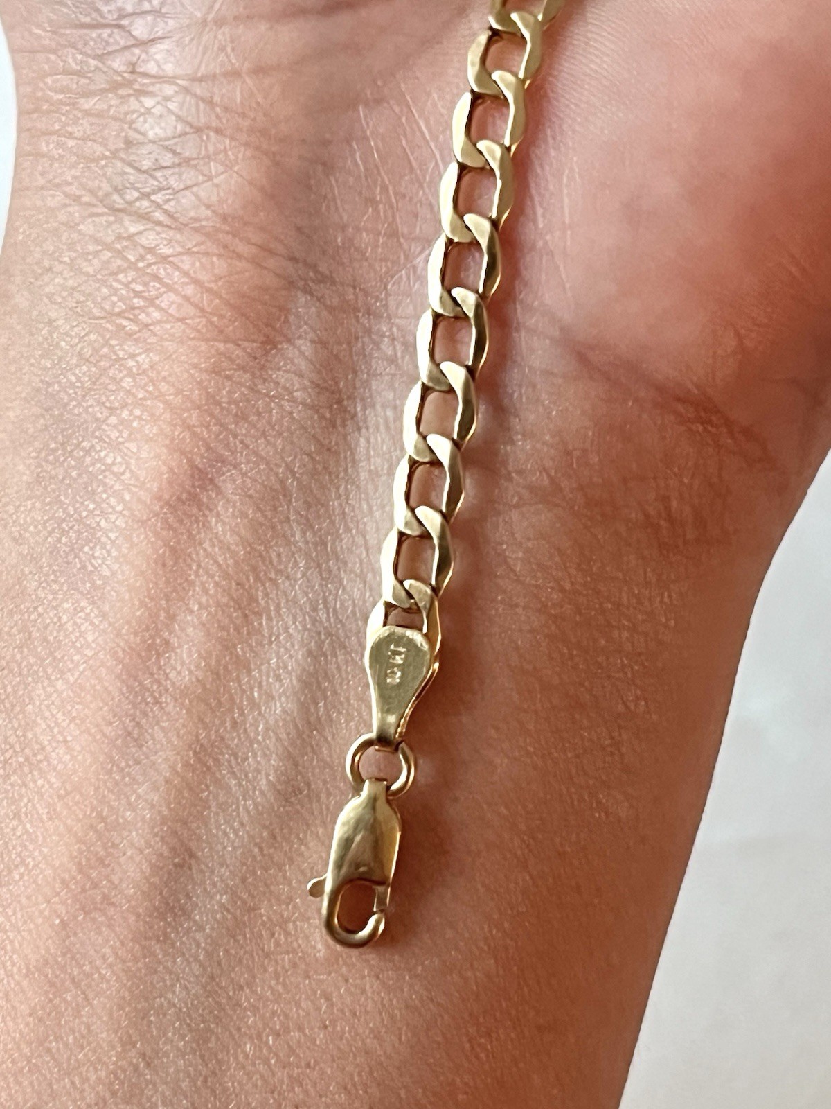 10K Solid Yellow Gold Children’s ID Bracelet 18.2 cm (7.2”) Curb Link Lobster Cl