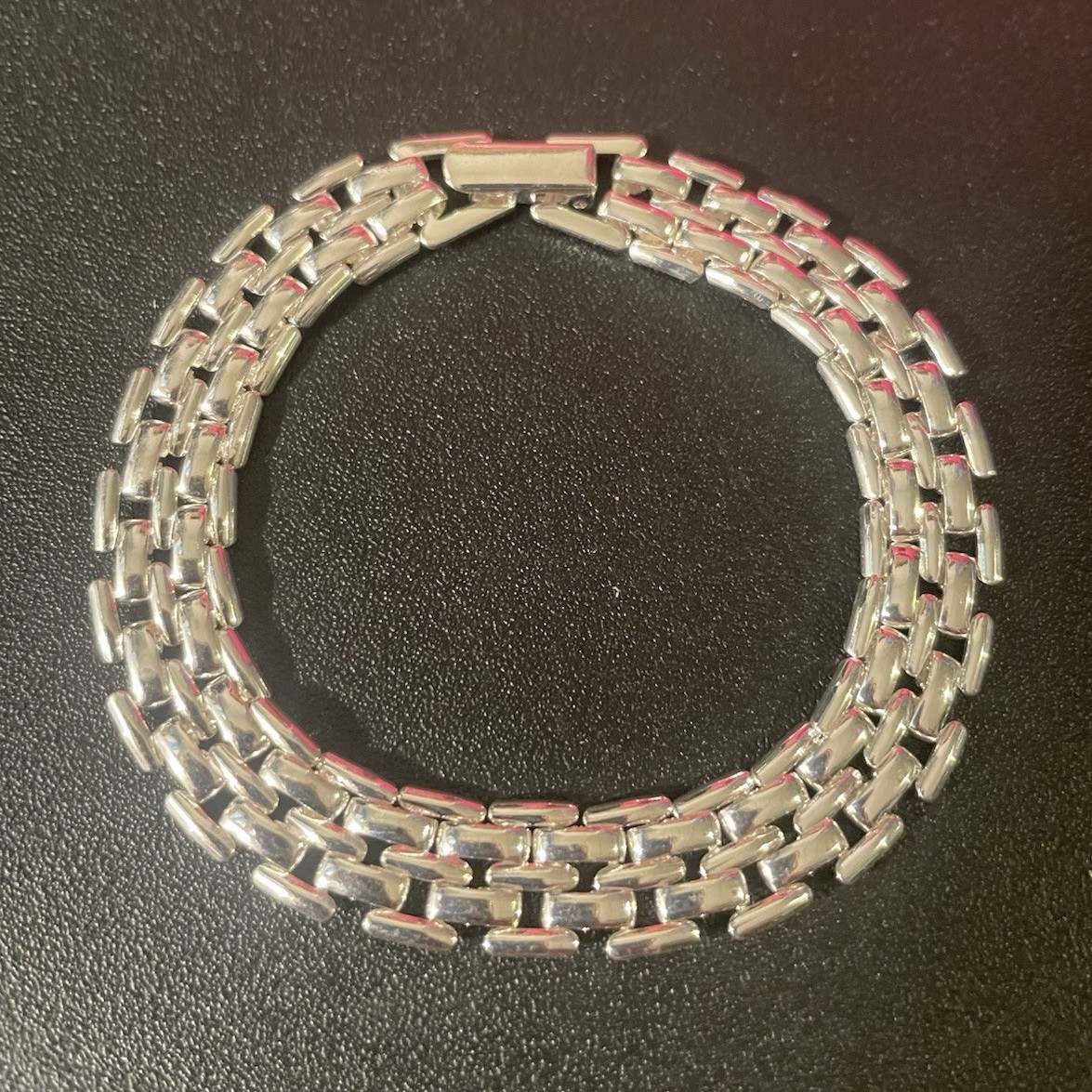 Silver Tone Bar Link Chain Bracelet Box Clasp Stackable 7 in