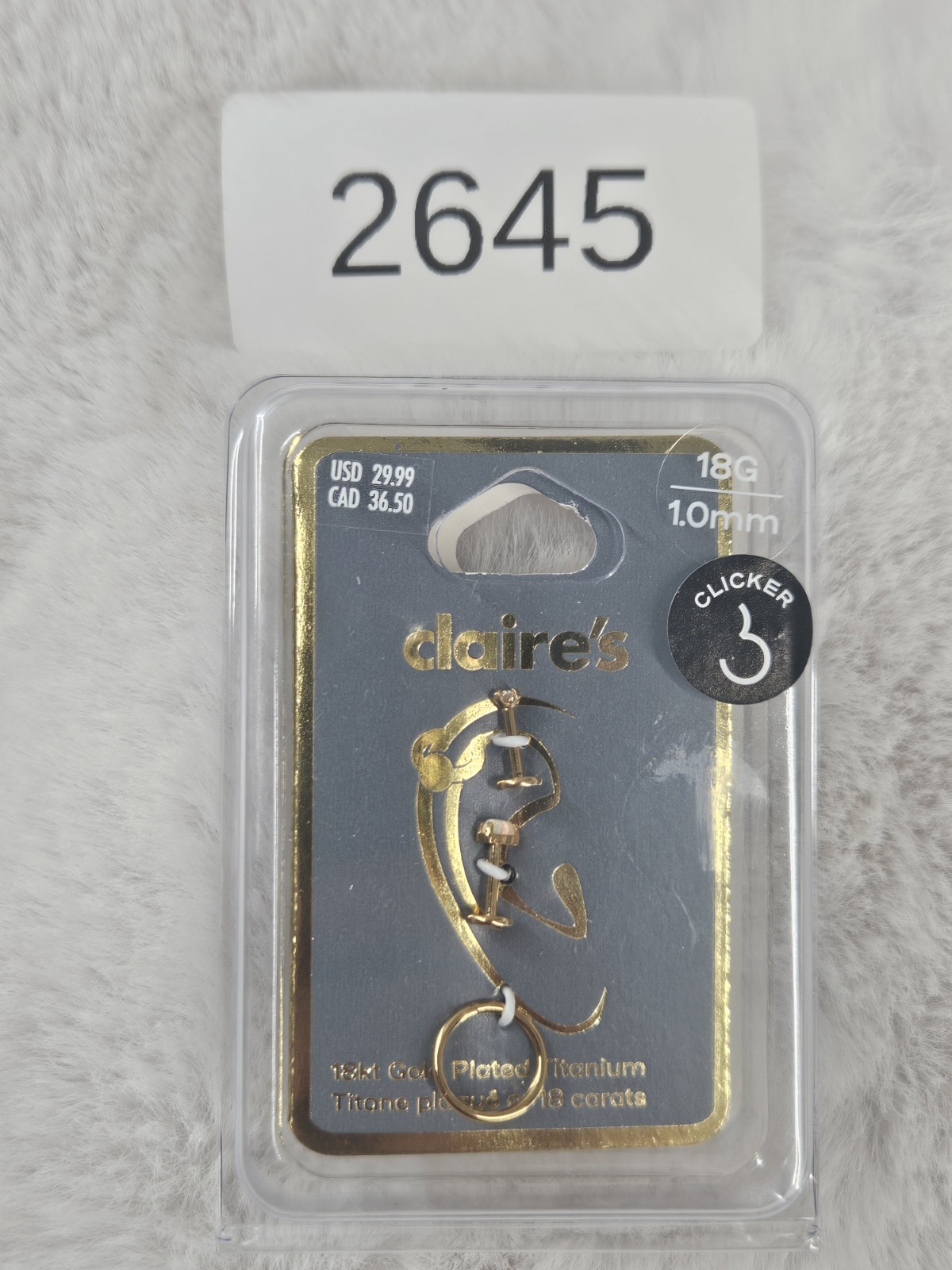 Claire’s Earrings 18G 1.0mm 18kt Gold Plated Titanium