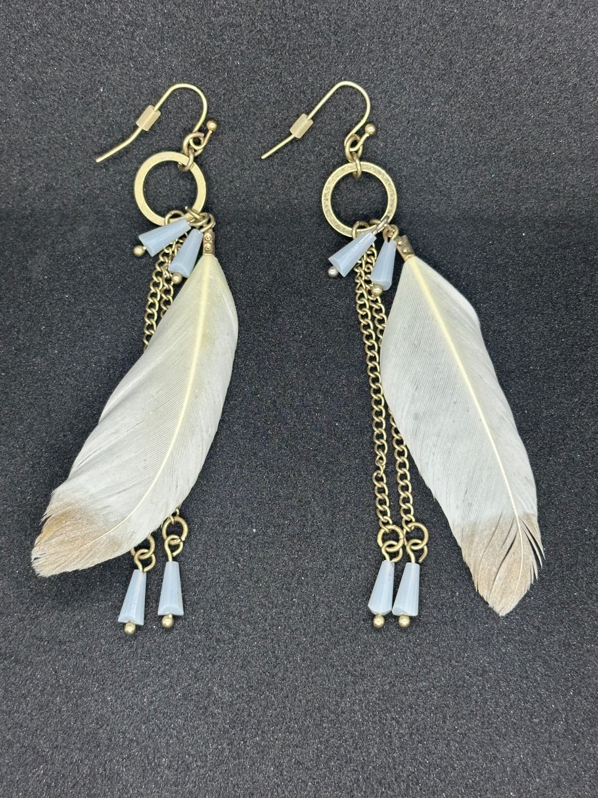 Grey Toned Feathered Earrings ENVIOUS