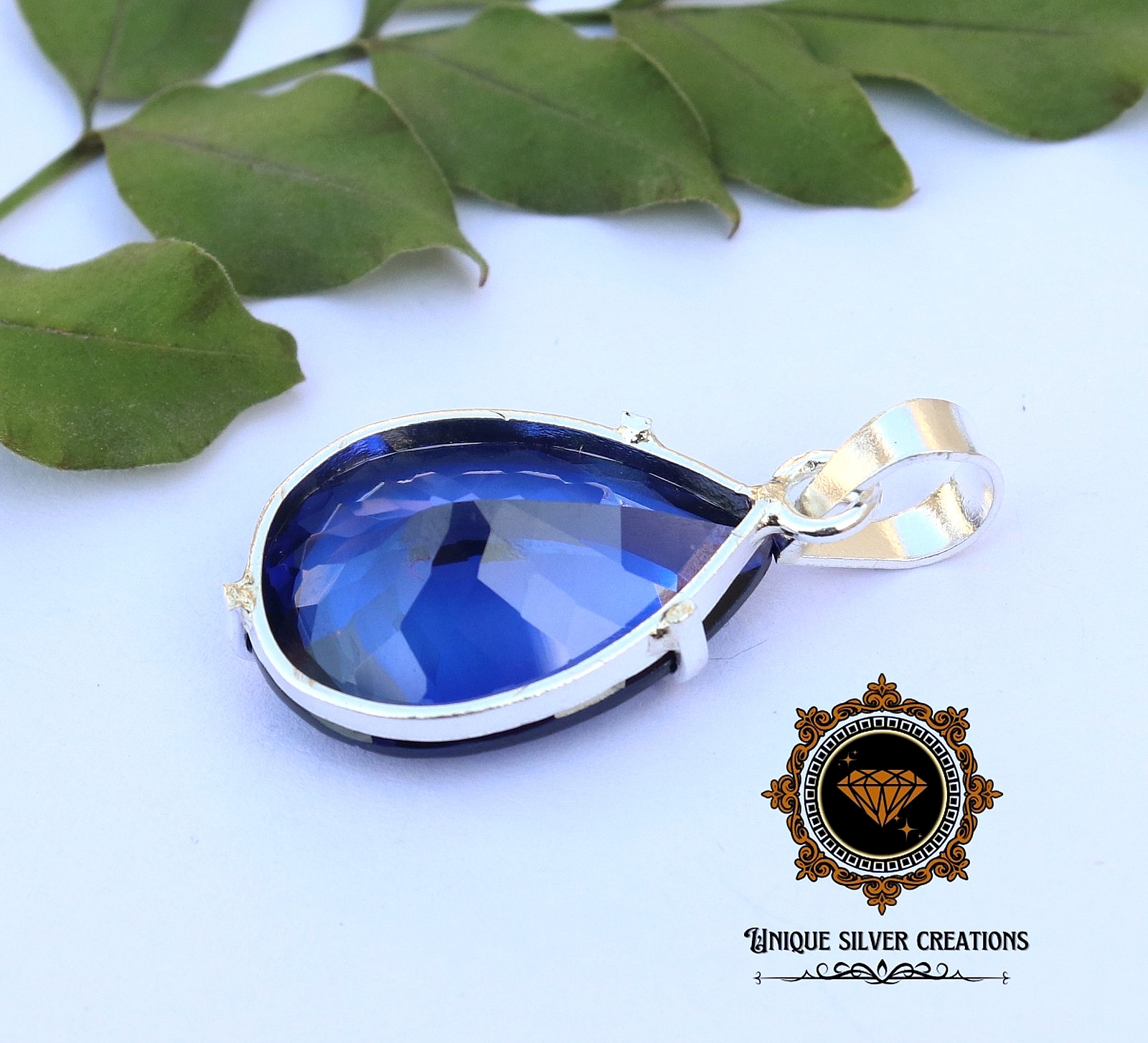 Natural Blue Tanzanite Certified Pear Gemstone 925 Solid Silver Pendant 23.20 Ct