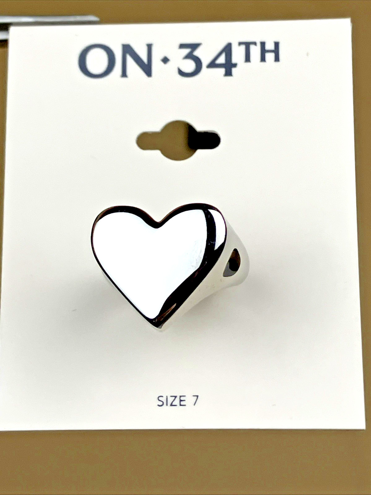 On 34th Silver-Tone Heart Statement Ring Asst. Sizes NWT Orig. $39.50