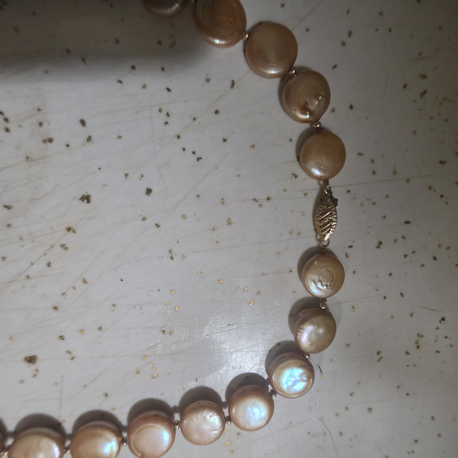 vintage 19in 14k/ freshwater coin pearl necklace