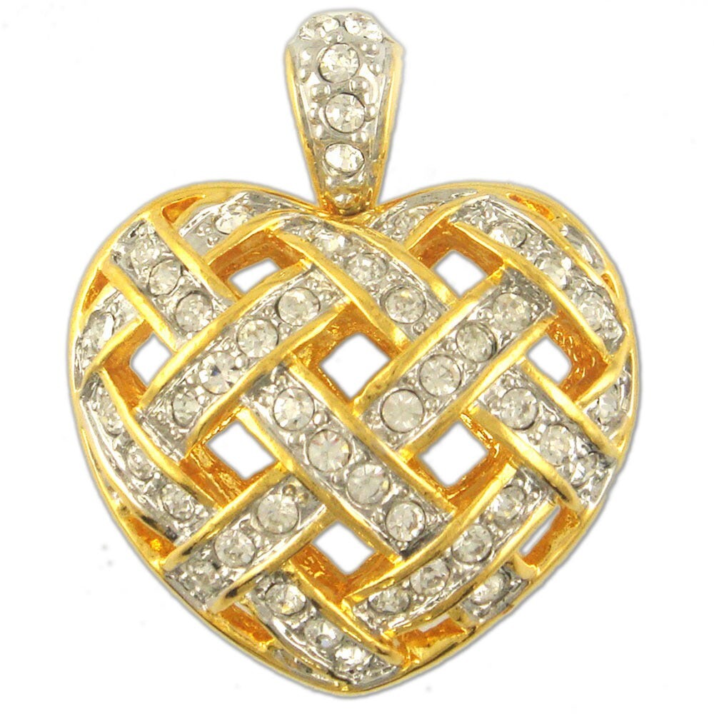 CRYSTAL TWO TONE PLATED HEART PENDANT MADE WITH SWAROVSKI ELEMENTS