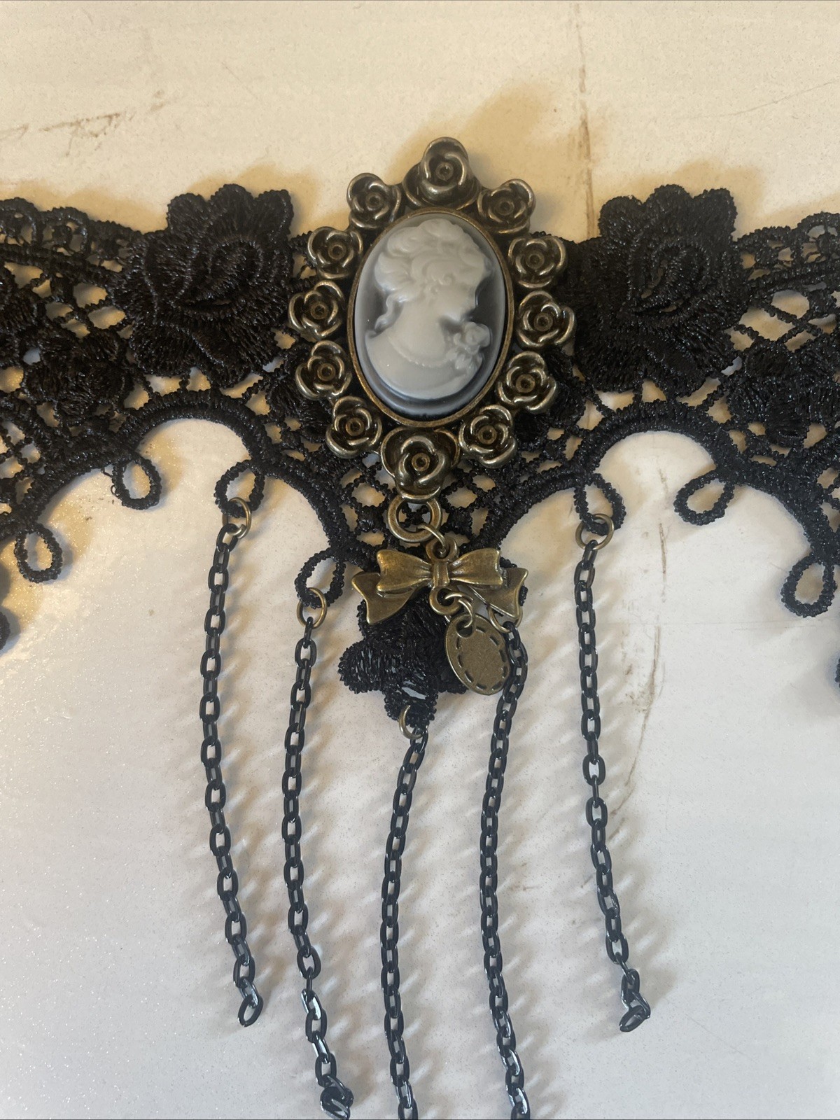 Lace Cameo Choker Dress Up Vampire Gothic Prop Bridal 36cm
