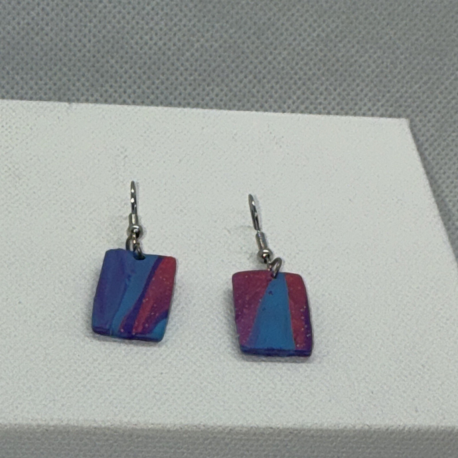 Multicolor clay Rectangle Dangle/Drop Earrings with Hook Closure for Lobe