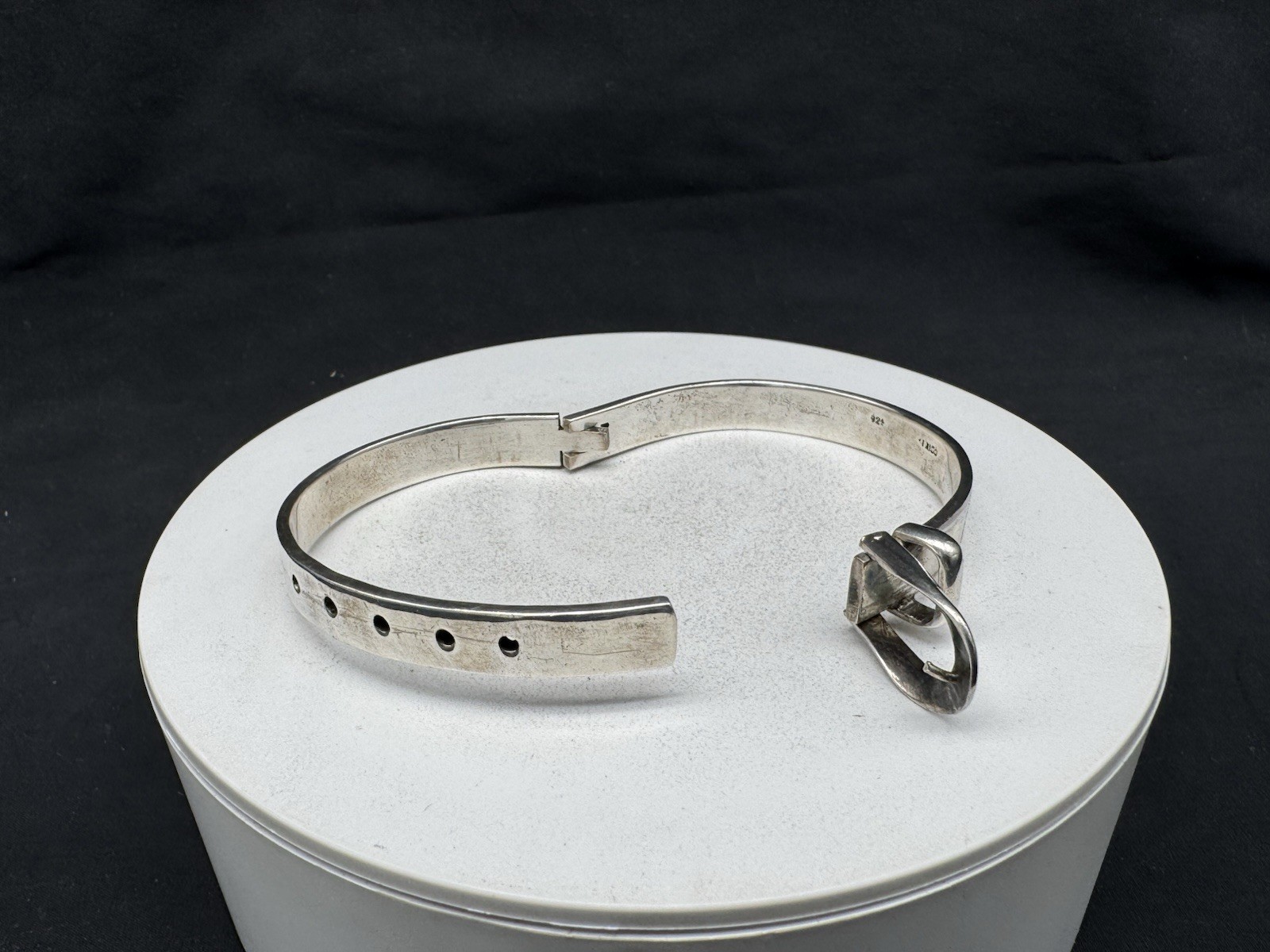 Vintage Sterling Silver Adjustable Hinged Belt Buckle Bracelet 35 Grams