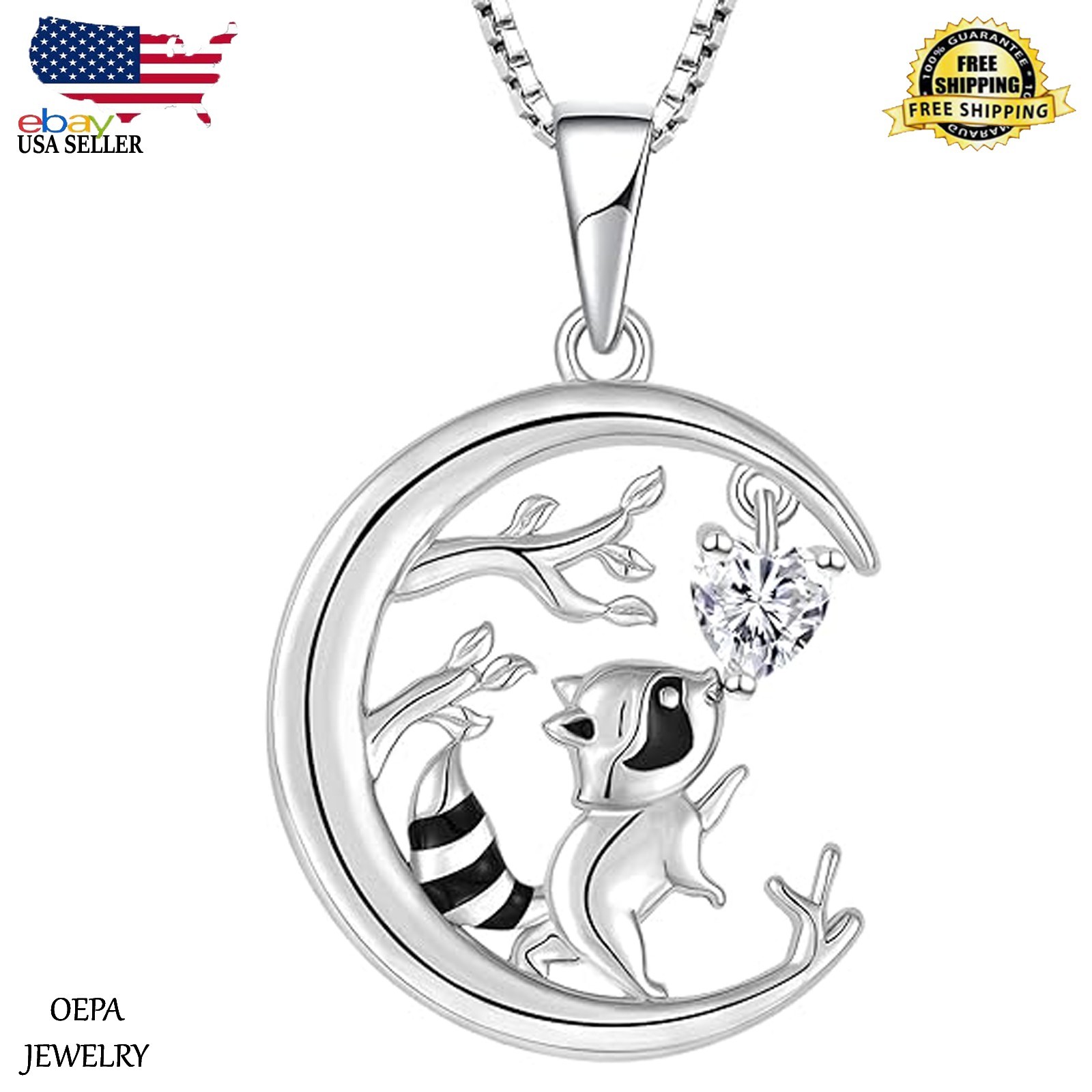 925 Sterling Silver Raccoon Necklace Raccoon Necklace Gifts for Women Pendant