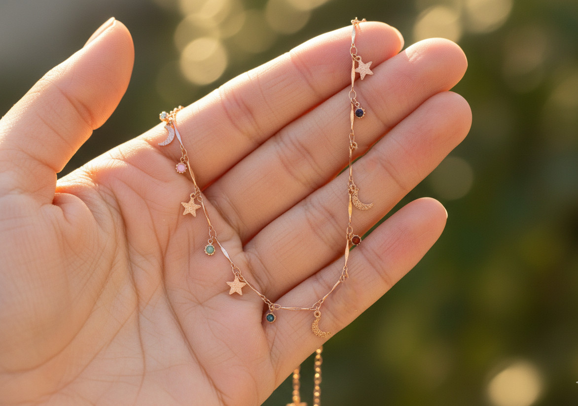 Boho Celestial Charm Anklet | Rose Gold Plated Designer Chain Anklet For Women