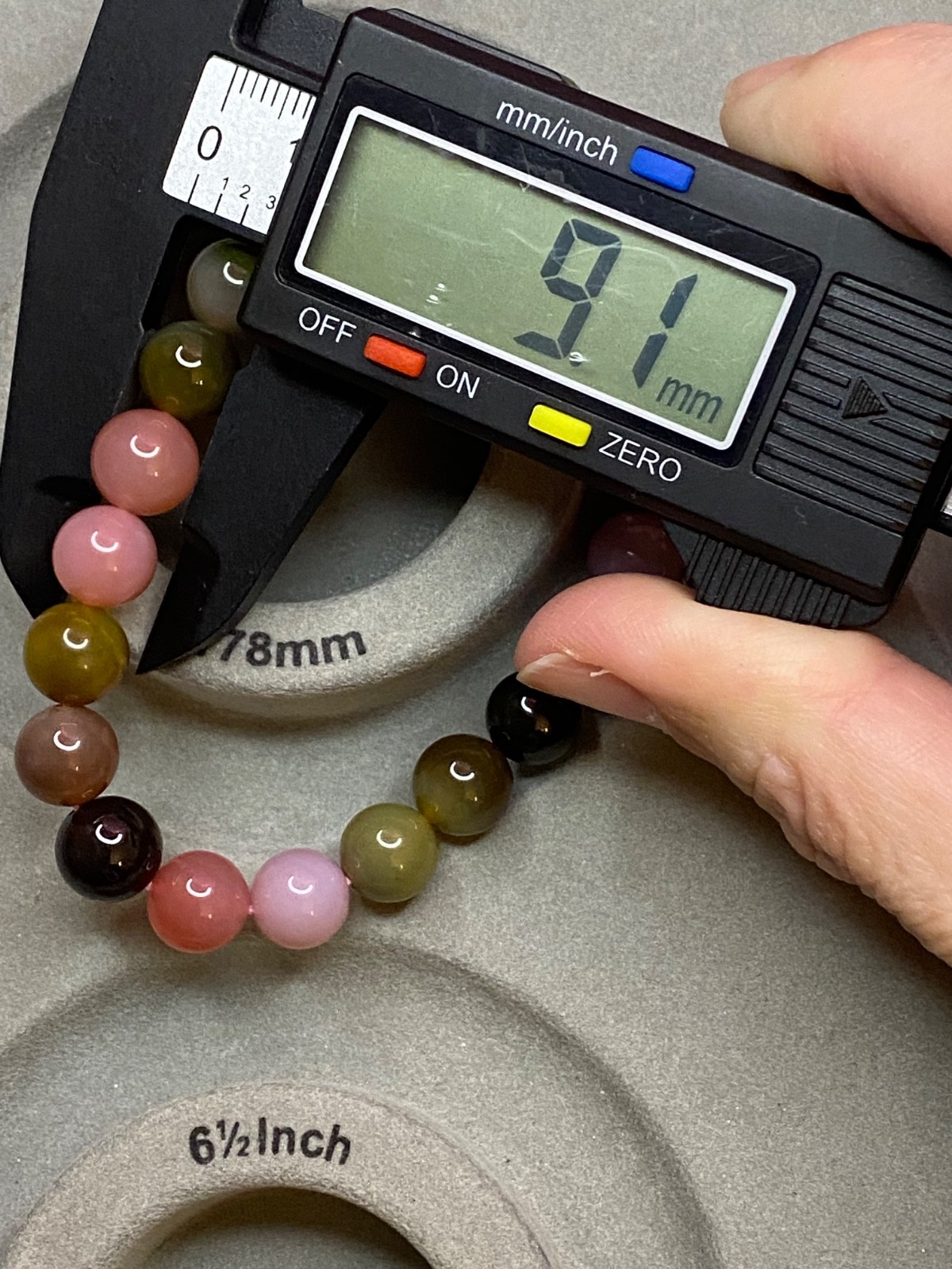 Old Mine Pink Green Tourmaline Bracelet 9.1mm Gemmy Crystal Stretch Bracelet