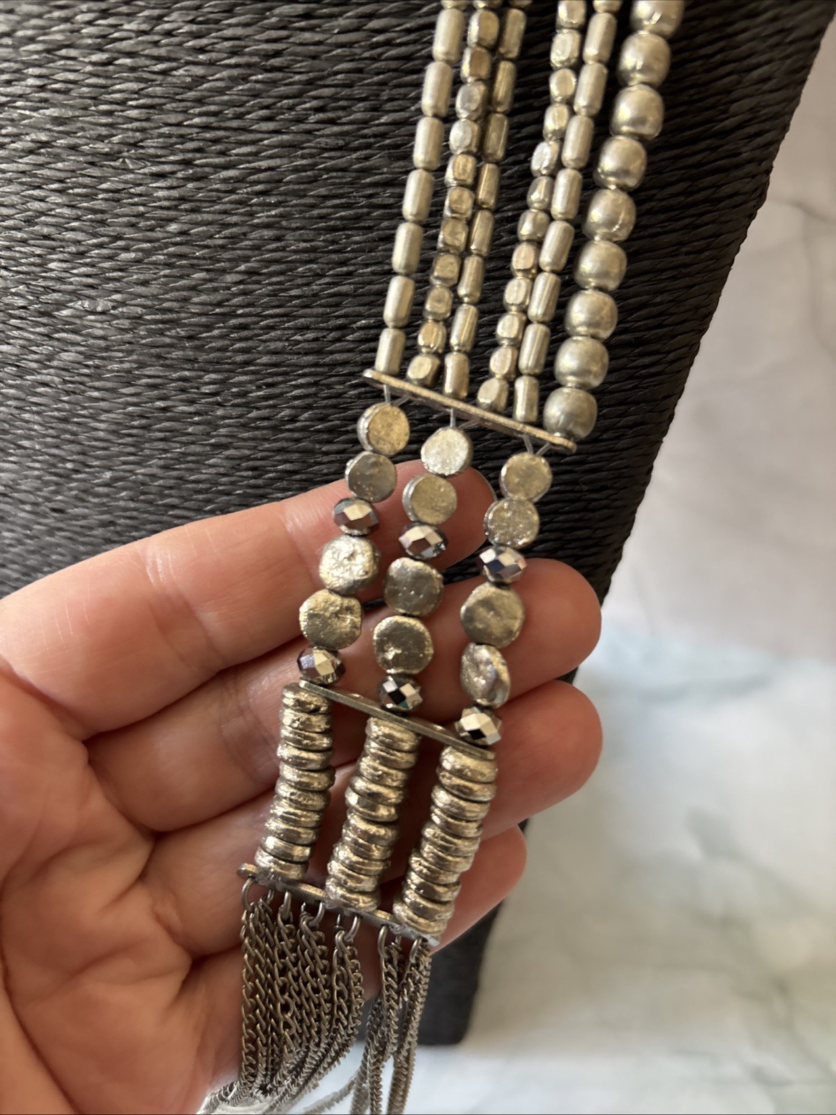 Statement Necklace Layered Chains Beads Faceted Biker Prom Goth Whimsy Trend