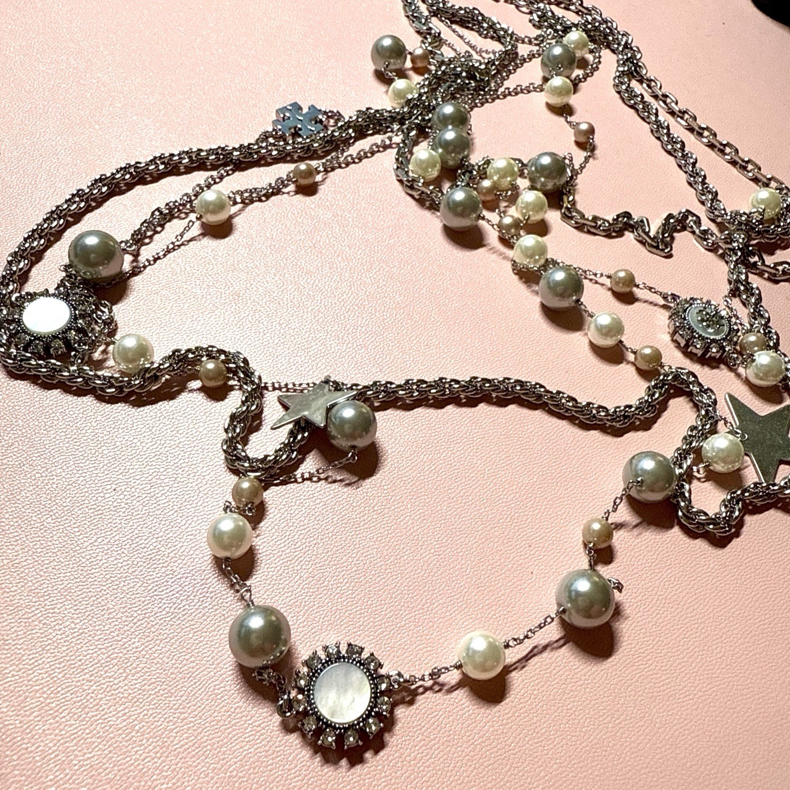 Tory Burch Crystal and Pearl Necklace Rare Retail $499