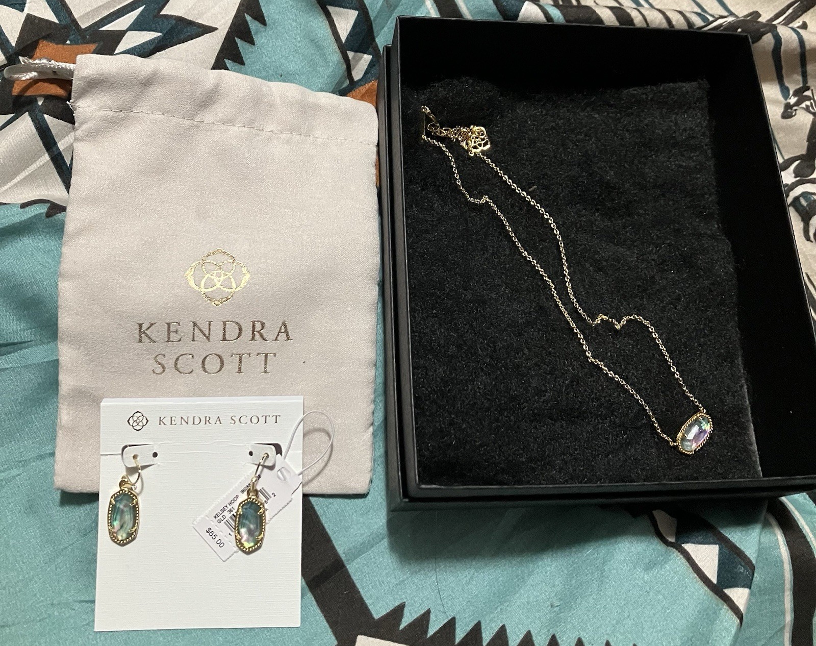 Kendra Scott Necklace & Earrings Set New Abalone