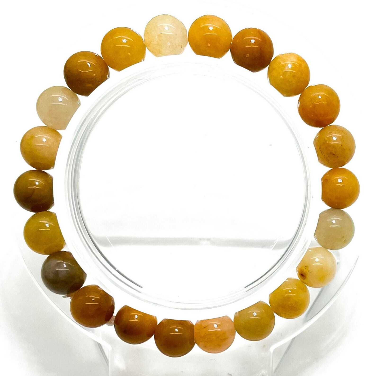 1PC x Handmade Fashion Gemstone Beaded Bracelet (Yellow Agate)