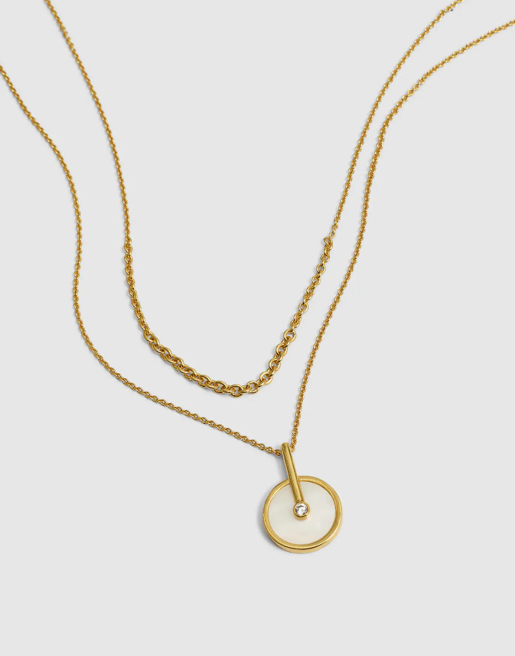 Madewell Two-Pack Stone Inlay Coin Necklace Set NEW