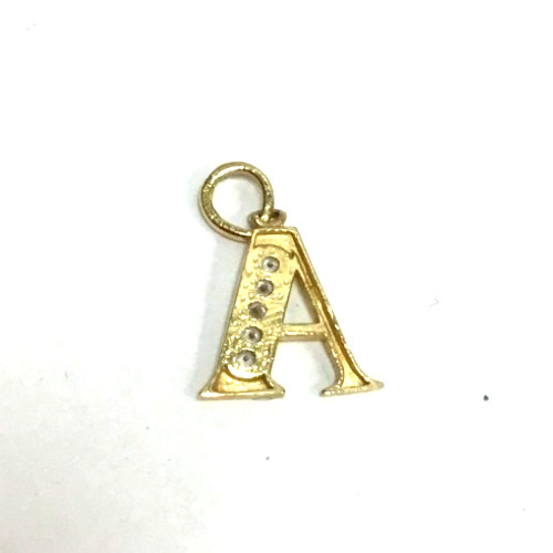 (MA3) Ladies 10k Yellow Gold .04 Grams CZ “Letter A” Pendant/Charm 1/2″