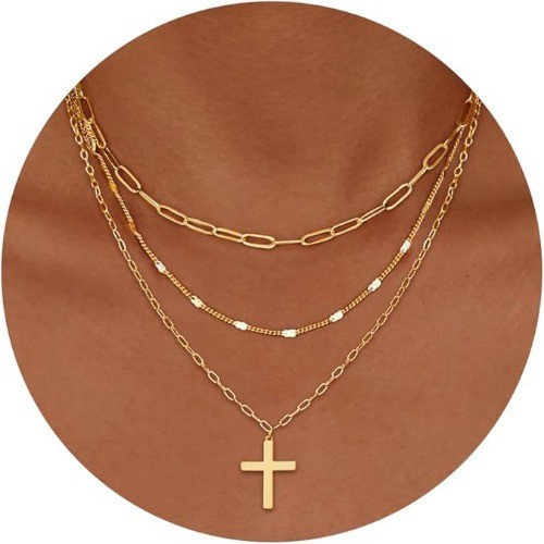 New exquisite 14K gold-plated fashion bow paperclip pendant necklace