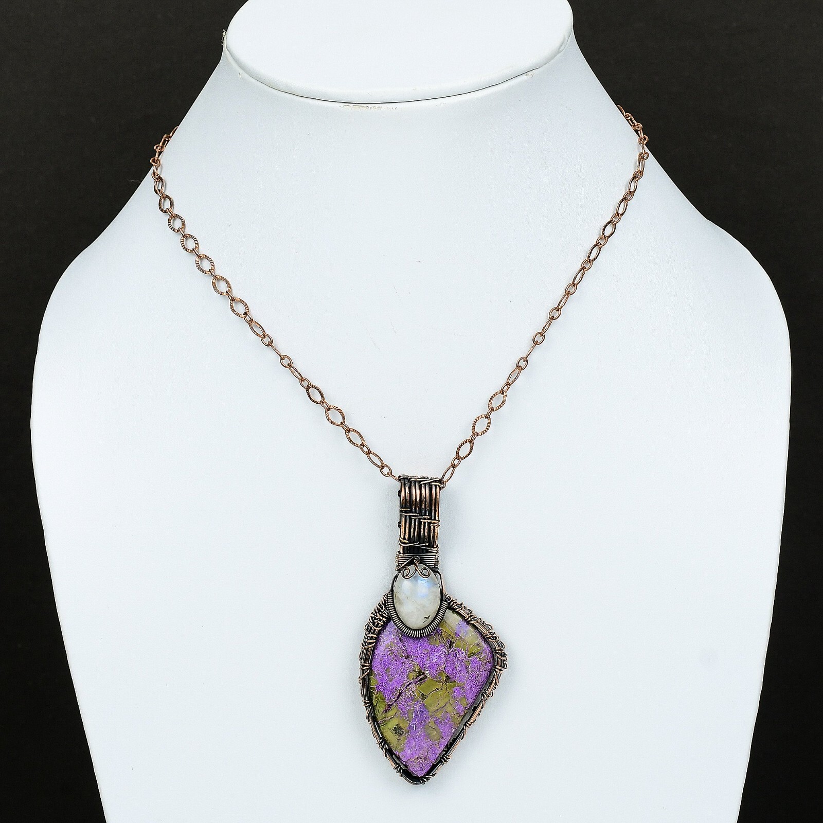 Stichtite Gemstone Wire Wrapped Pendant Copper Handmade Jewelry For Women 3.15″