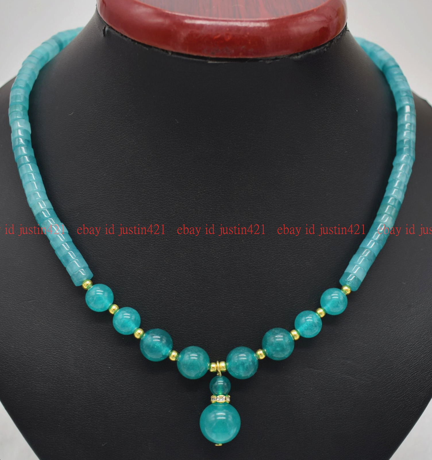 100% Natural 3x6mm Blue Amazonite Rondelle Gems Beads Pendant Necklace 16-28″ AA