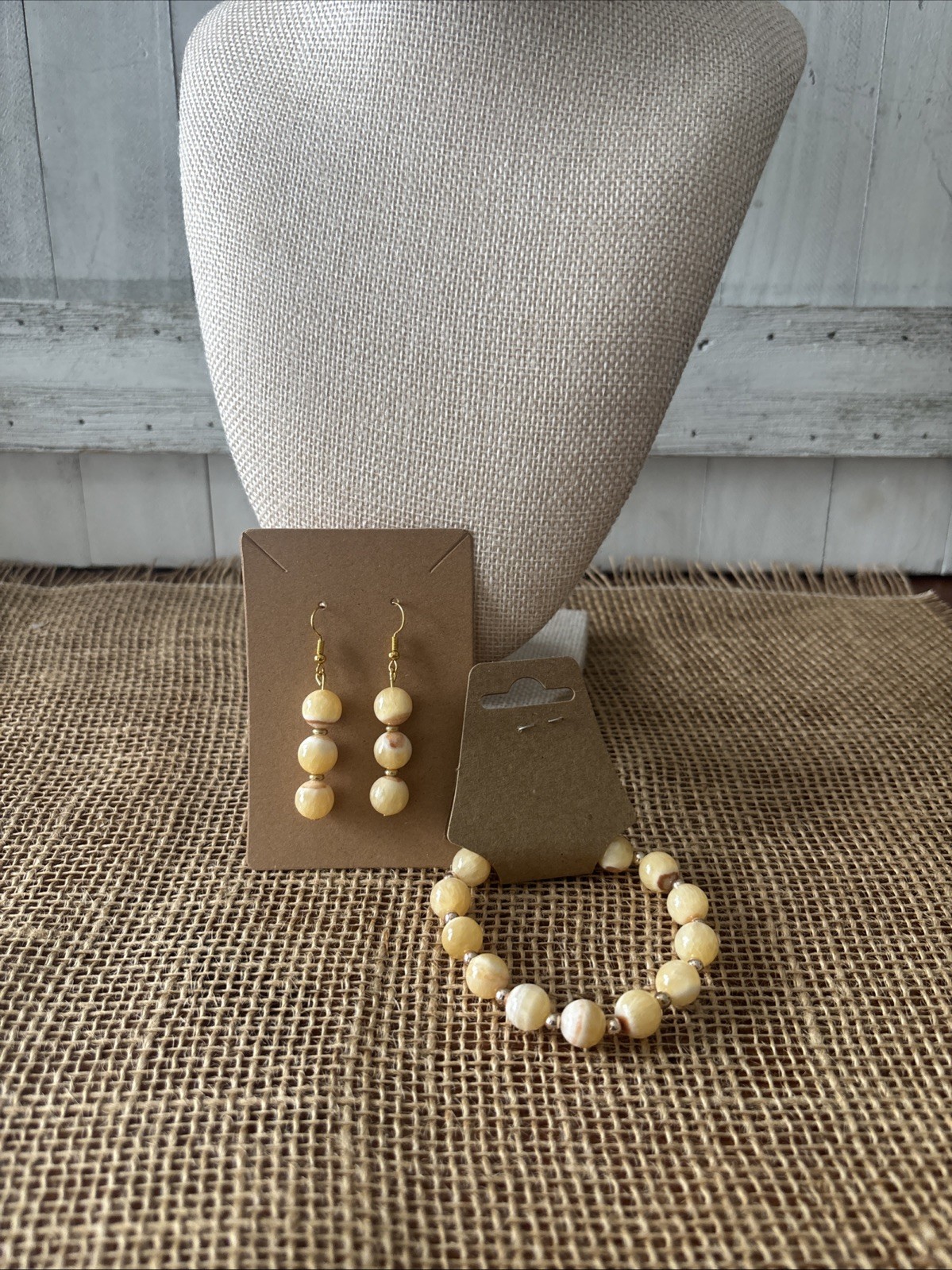 Orange Calcite Earrings and Bracelet Set