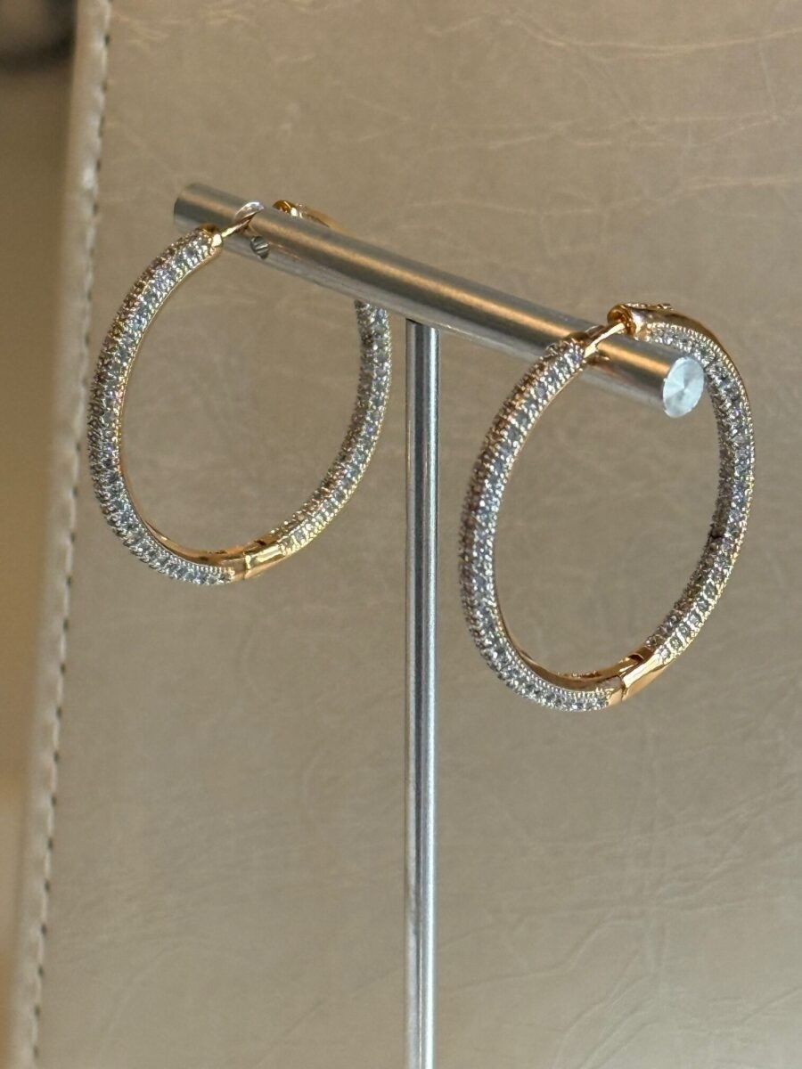 Gold Hoop Diamond Earrings | 925 Sterling Silver | 18k Earrings
