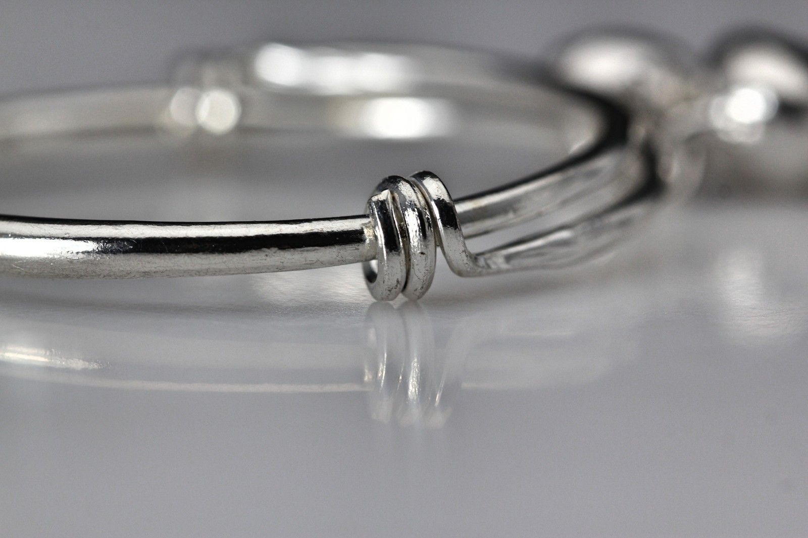 Two Bell Sterling 925 Baby Adjustable Size Bangle Bracelet 8.8 Grams (BR5508)