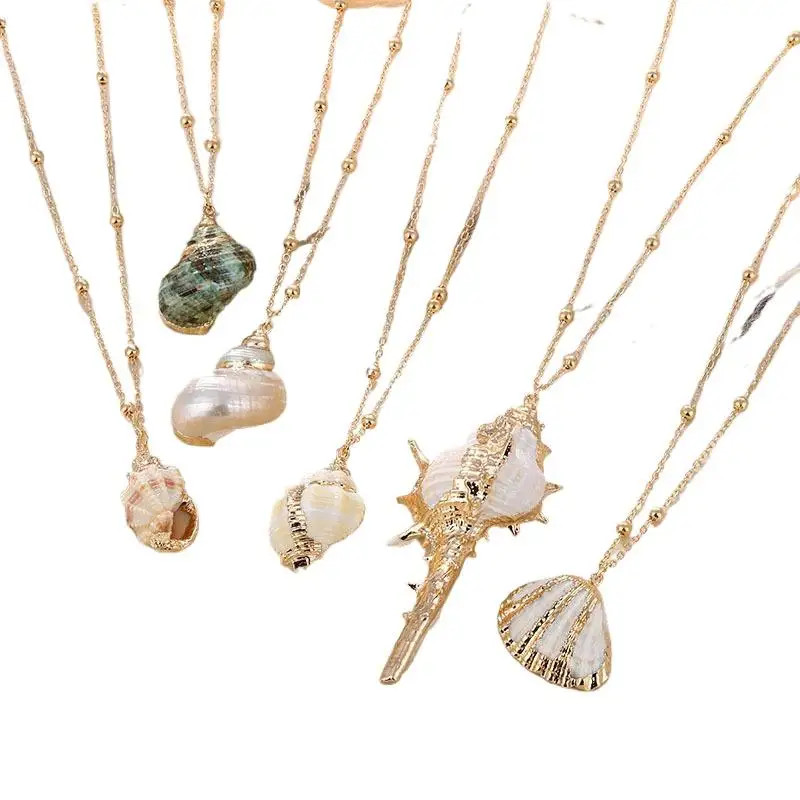 Bohemia Conch Shells Necklace Sea Beach Shell Pendant Necklace For Women Female