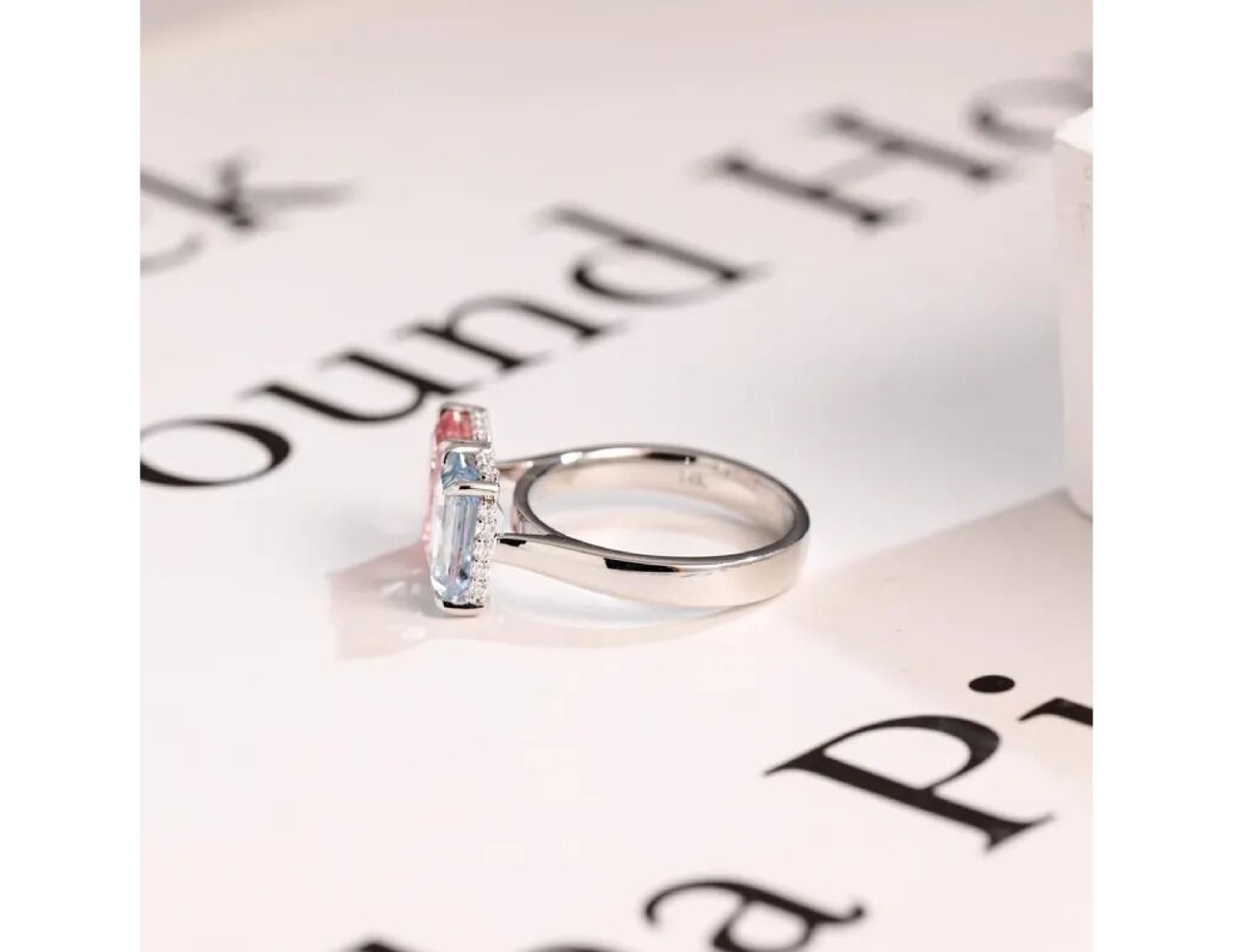 Toi Et Moi Lab Grown Morganite & Aquamarine With 925 Sterling Silver Women Ring