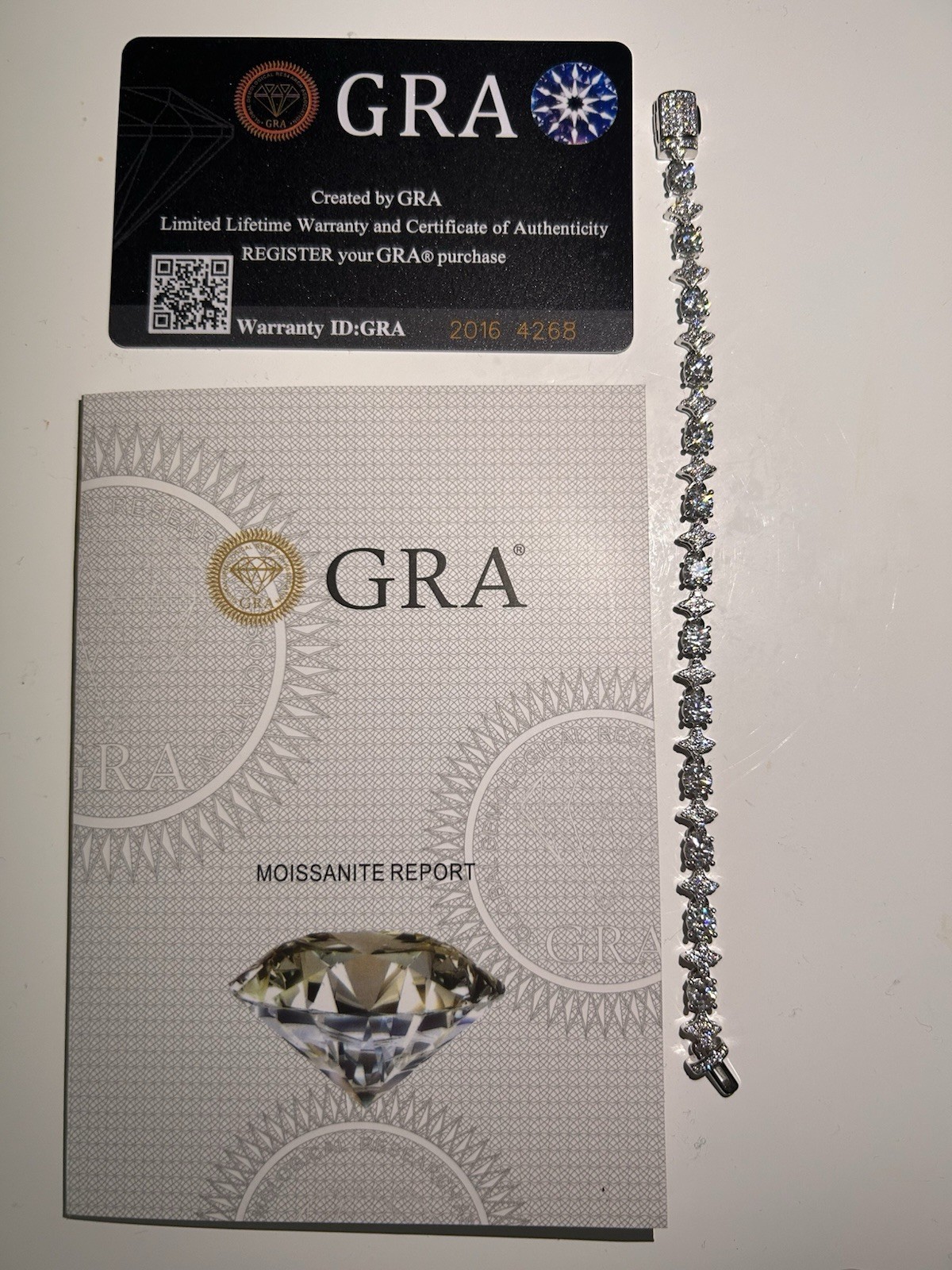 GRA Moissanite star Tennis Chain Bracelet Silver 6.0 inches -8.0 inches