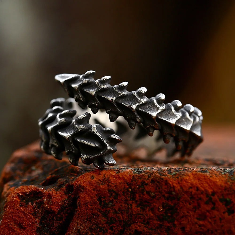 Gothic Dragon Bone Rings for Men Women Punk Stainless Steel Biker Ring Size 7-13
