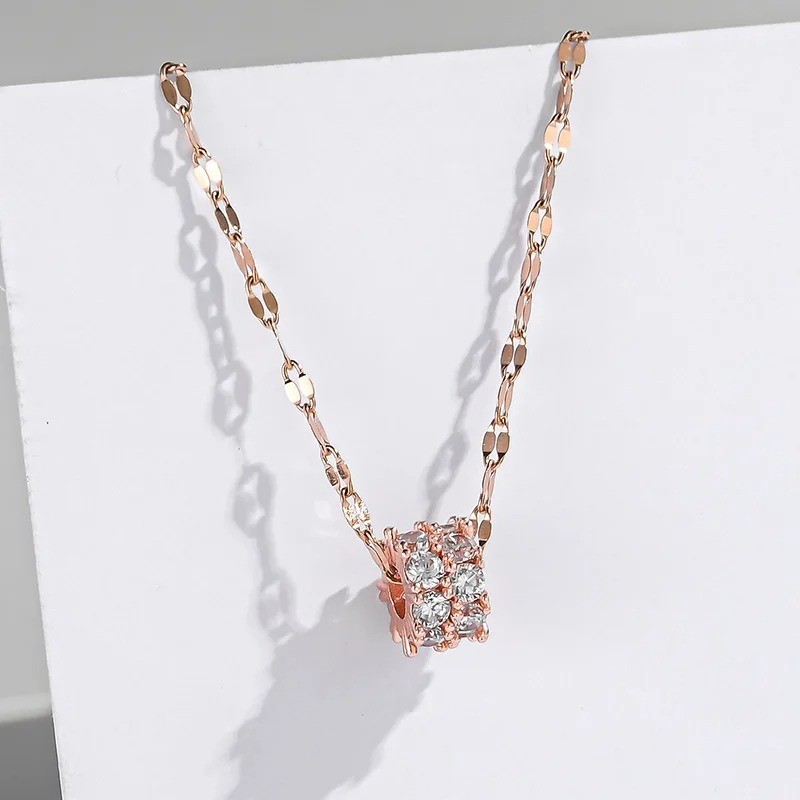 Gold Tone Pendant Necklace Stainless Steel Clavicle Chain Fashion Women Jewelry