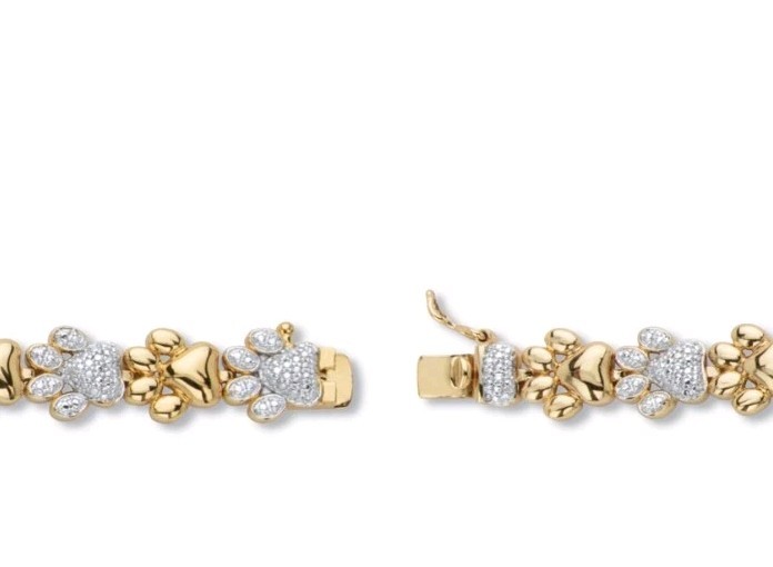 PalmBeach Jewelry Diamond Accent 18k Gold-Plated Two-Tone Paw Bracelet