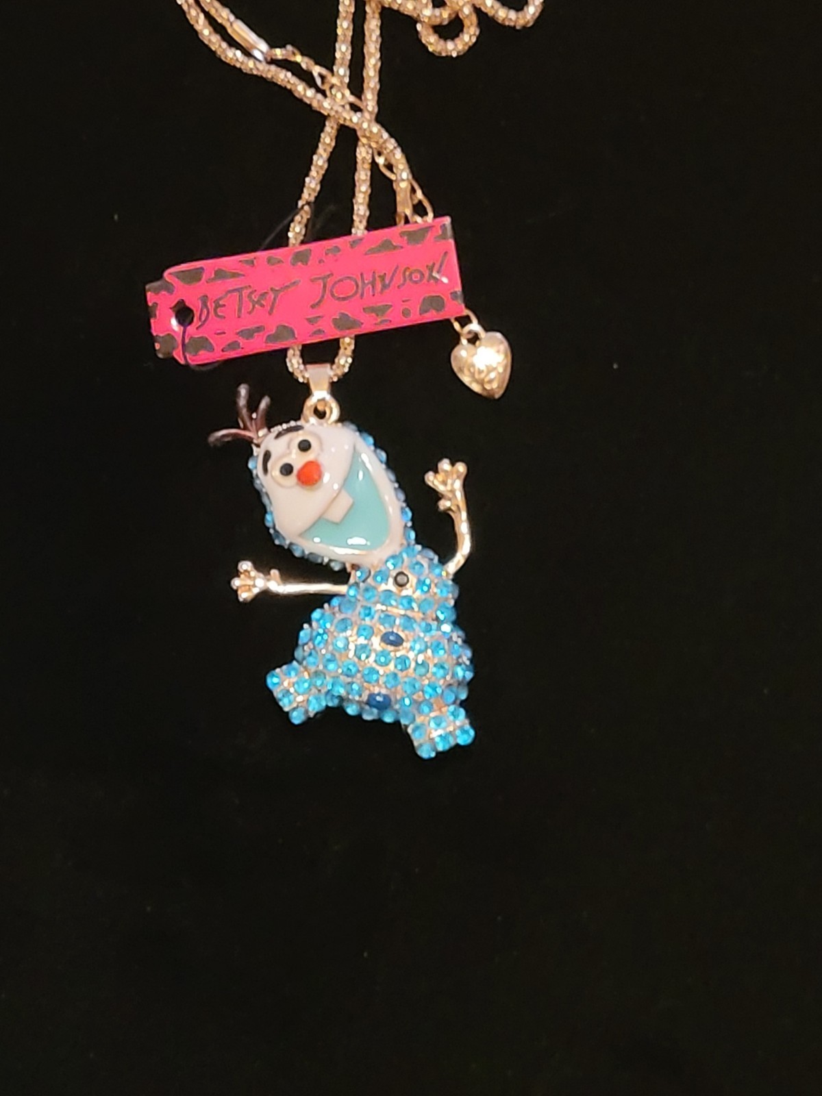 BETSEY JOHNSON OLAF BLUE CRYSTAL Necklace FROZEN CHRISTMAS SNOWMAN PENDANT NWT