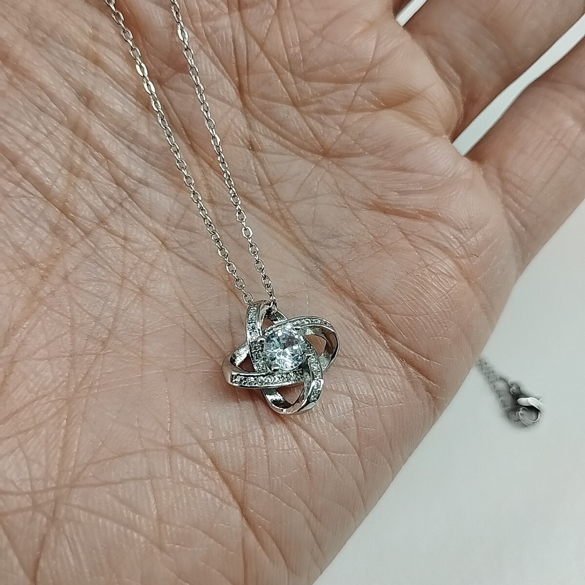 GF Anniversary Gift Promise Pendant Necklace Love Knot Stainless Steel 19.5″