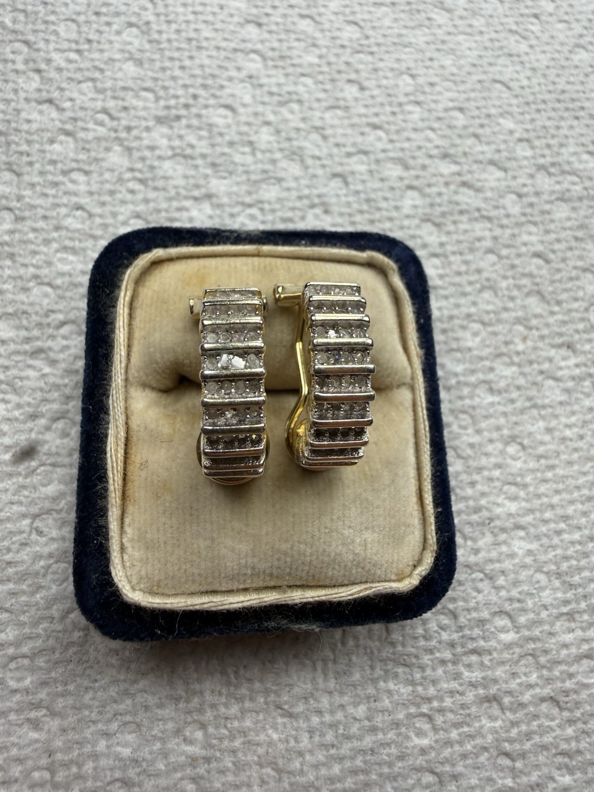 Gold Vermeil/925 Sterling Silver Iced Out Earrings 5.8 Grams CZ Stones