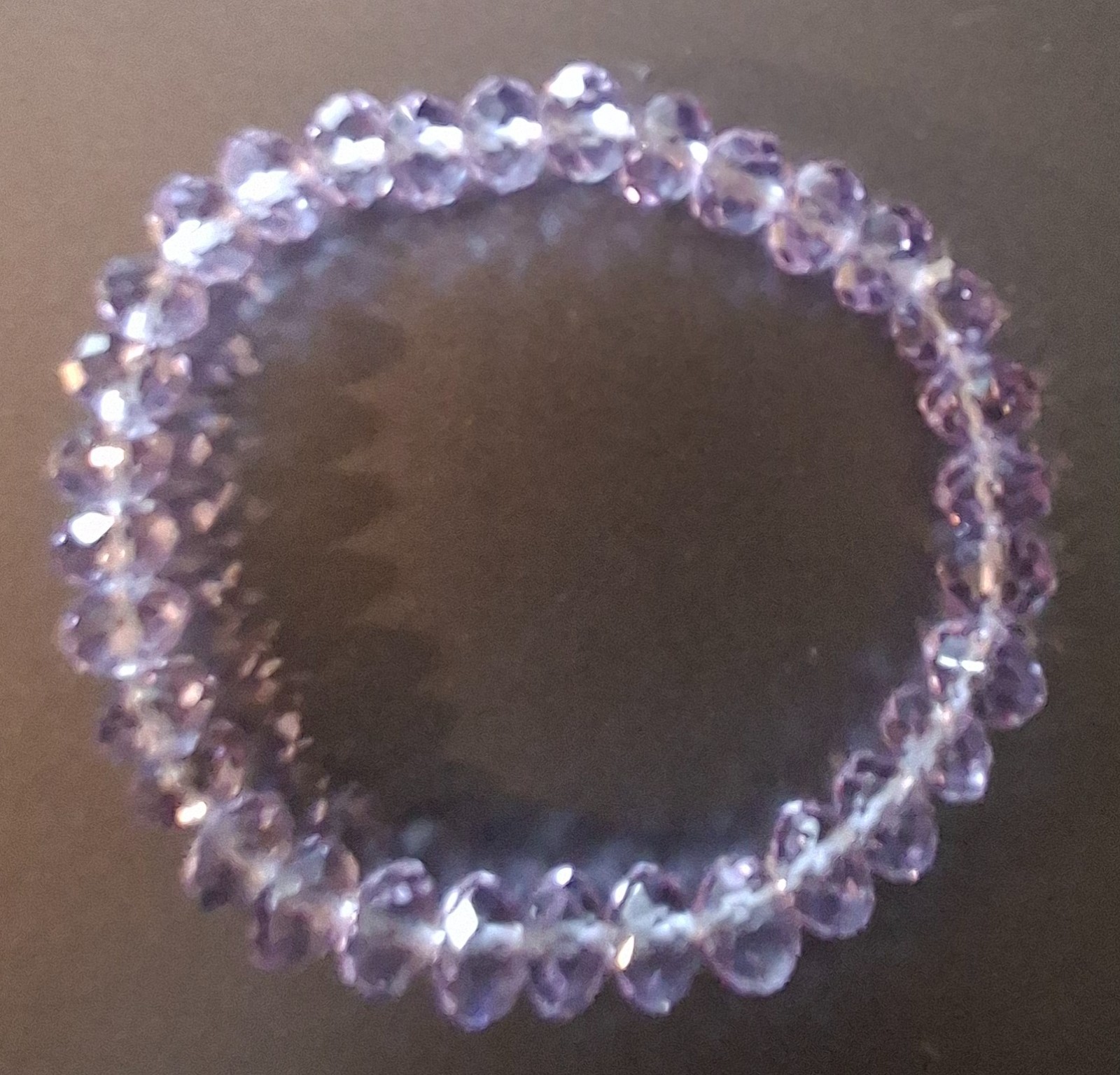 Vintage Jewelry Rondelle Faceted Lavender Crystal Beads Stretch Elastic Bracelet