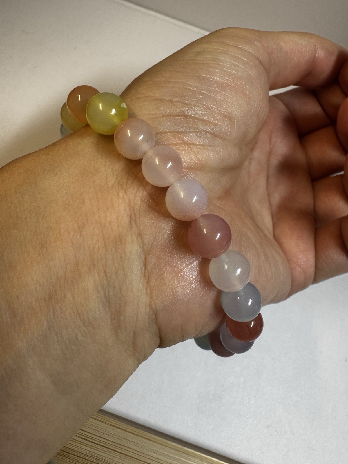 multicolor 8mm round beads yanyuan agate stretch Bracelet new 6.5” good quality