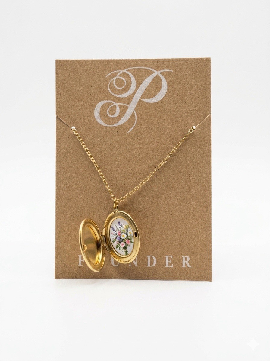Gold Tone Oval Locket Necklace 18-20 Inches