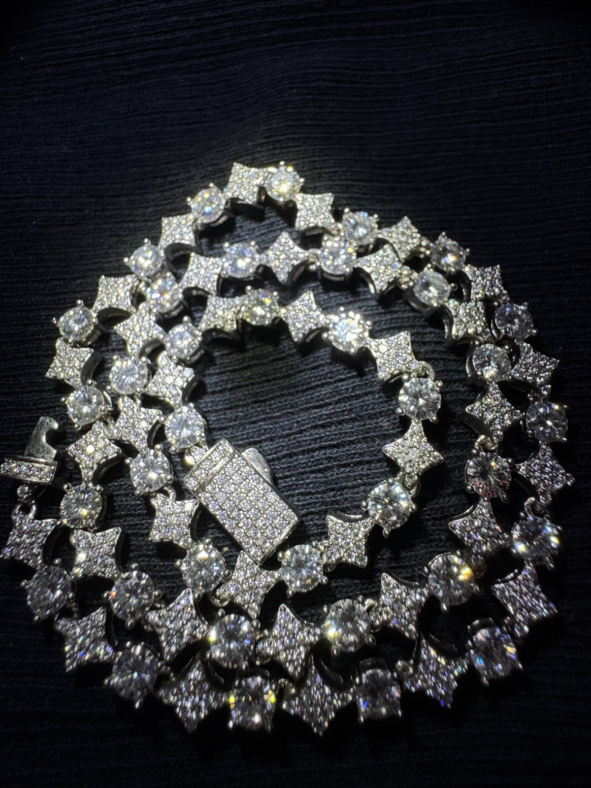 Custom Star and round shape Moissanite necklace, 16 inch, 925, passes diamond✅