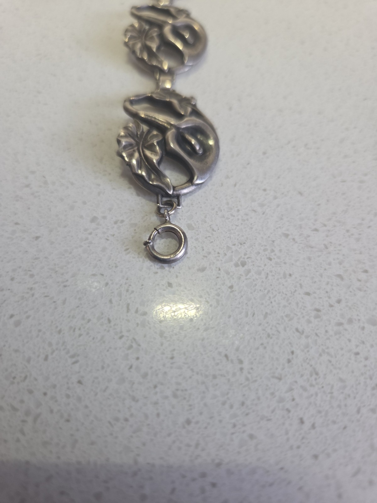 Silver Oval Link Chain Bracelet, Metal, Spring Ring Closure, No Stone
