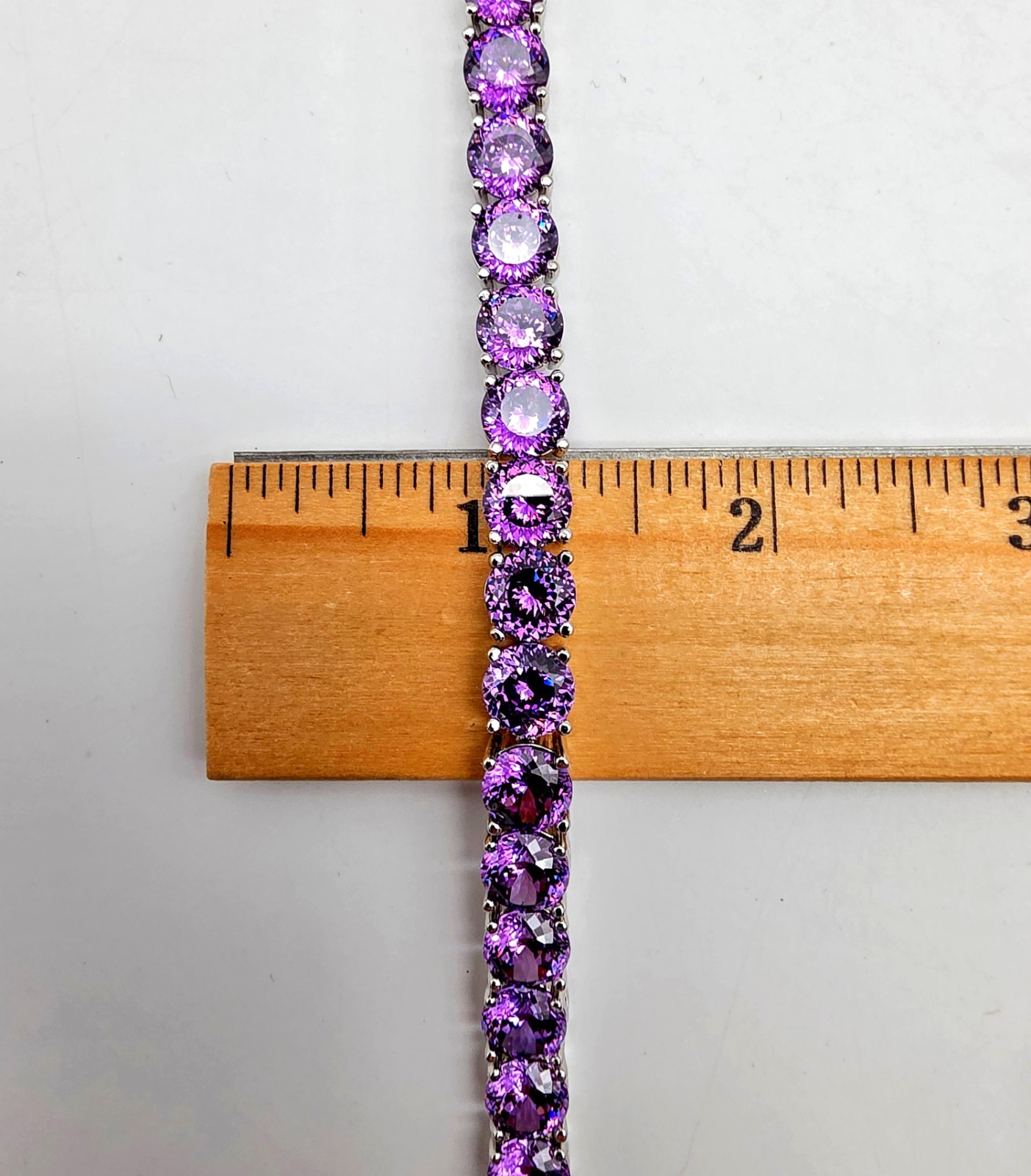 NEW PARK LANE VIOLET/PURPLE IMPRESSIONS 7-8.5″ SILVER TENNIS BRACELET W/TAGS !!