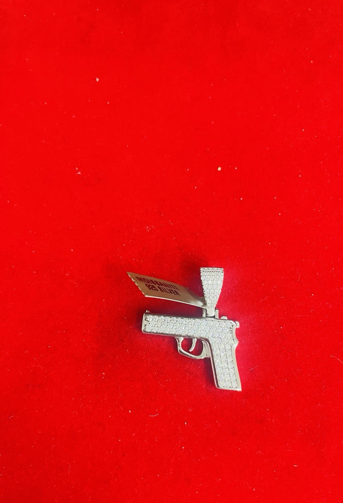 925 Silver Moissanite Gun Charm Iced Out Hip Hop Jewelry Pendant 2ctw