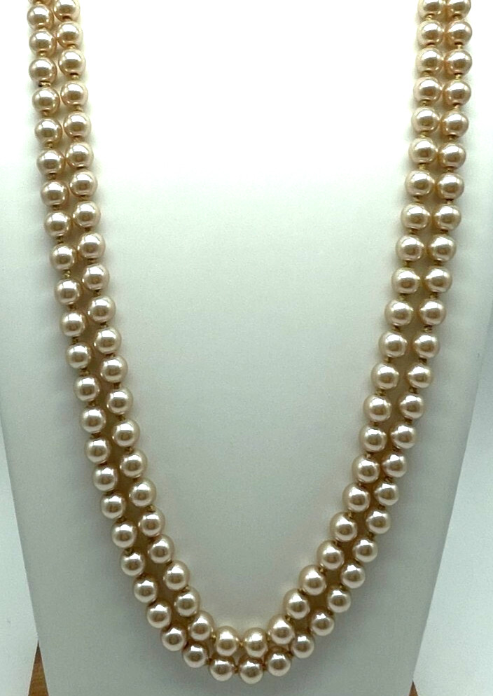 Necklace 36 Inch Luxurious Champagne Pearls, Retro Style Length For Varied Looks