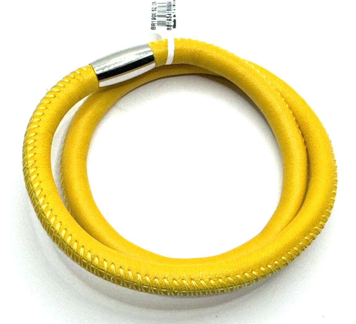 Brighton Woodstock Yellow Double Add Charms/Beads Leather Bracelet NWT 16in