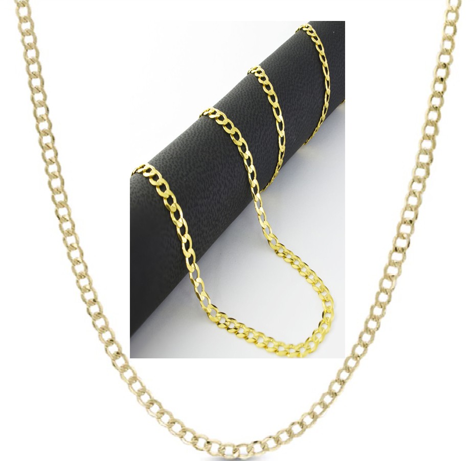 Genuine 18K Gold Filled Hypo-Allergenic 3mm Cuban Curb Link Chain Necklace J819G