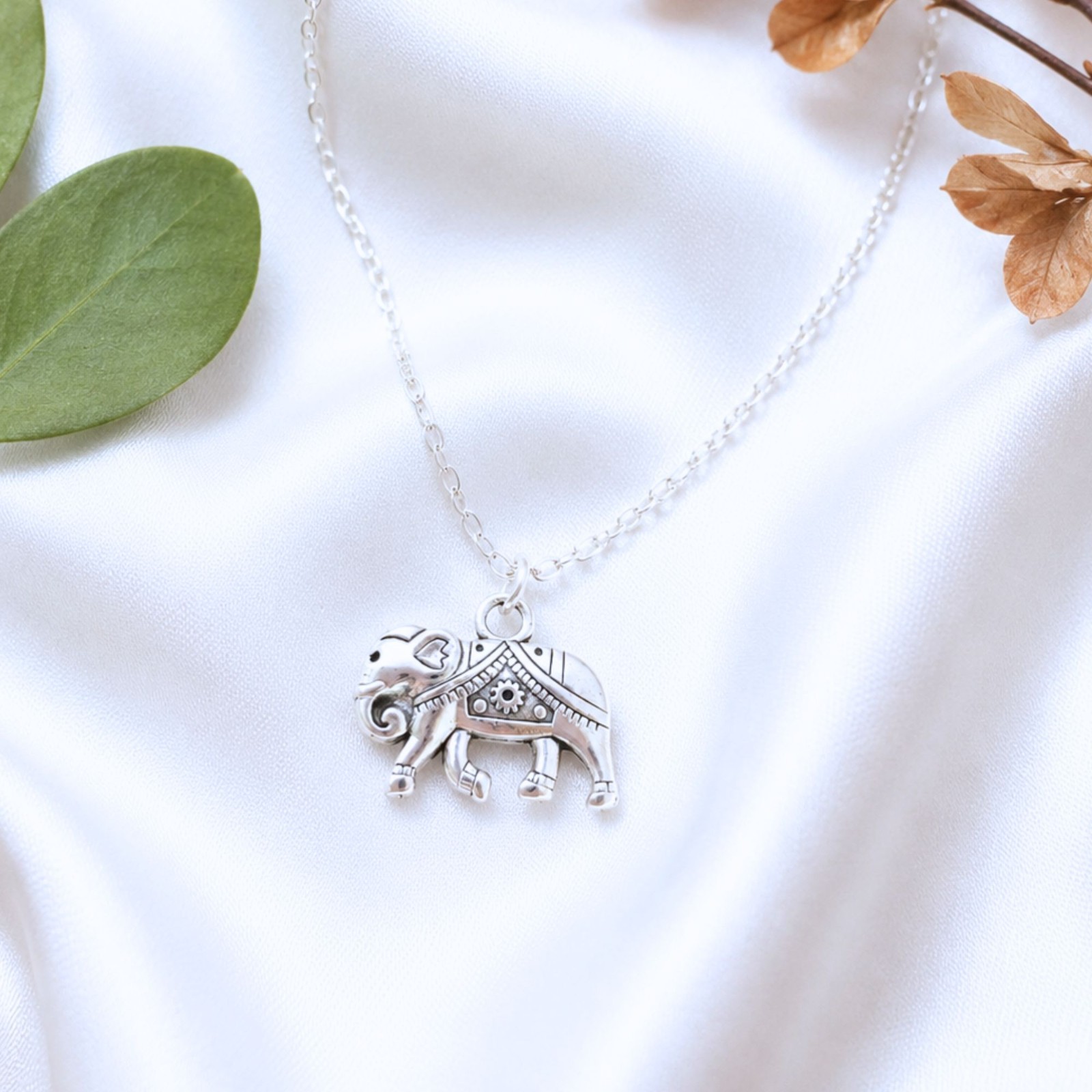 Lucky Elephant Necklace Silver Jewelry animal jewellery Boho Pendant Woman Gifts